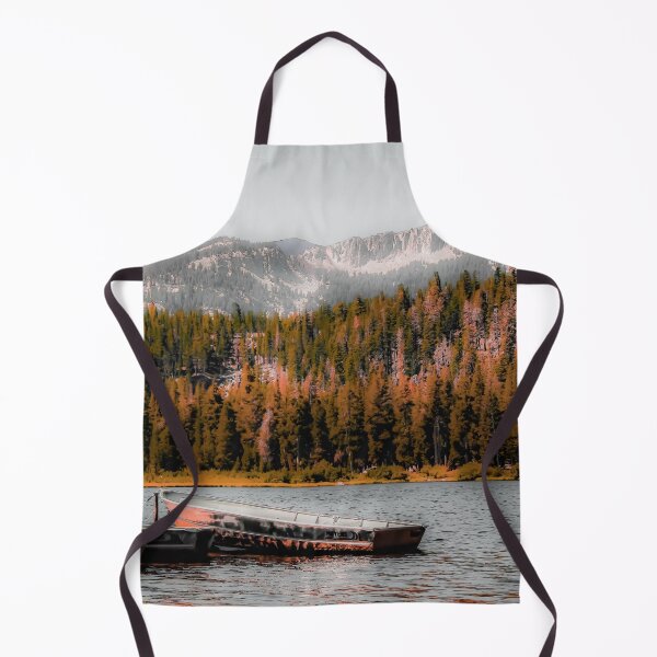 Item preview, Boat on the lake with pine tree and mountain view background at Mammoth Lakes California USA designed and sold by Mrvell.