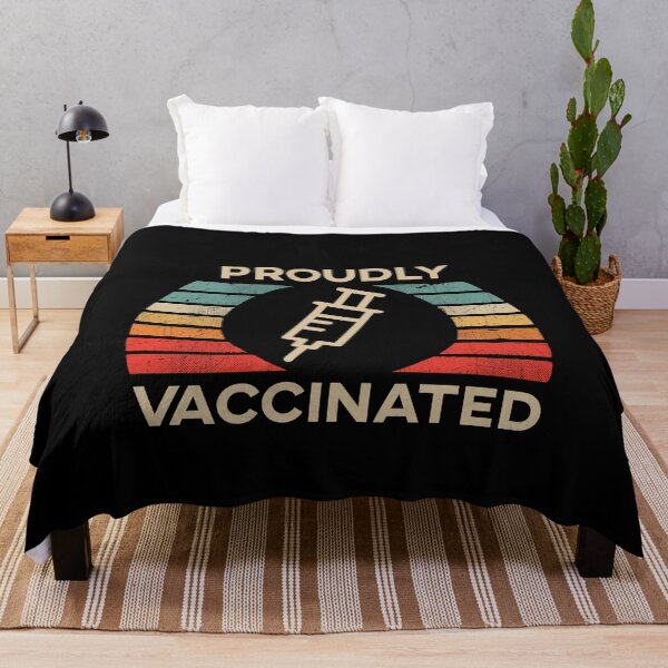 Item preview, Proudly Vaccinated Retro Vintage Sunset designed and sold by TheTeeSupplyCo.
