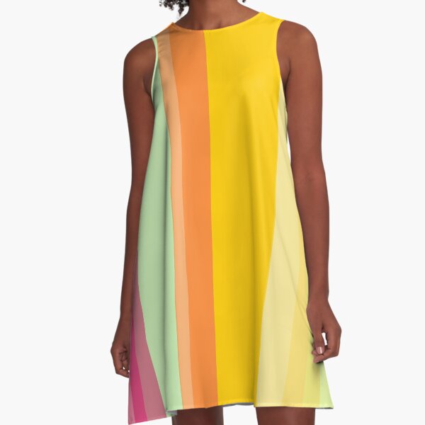 sunny summer straight vertical lines design A-Line Dress