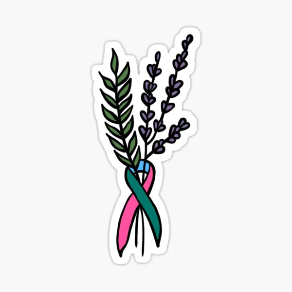 Item preview, Thyroid Cancer Ribbon with Lavender and Olive Branch designed and sold by Katie Histing.