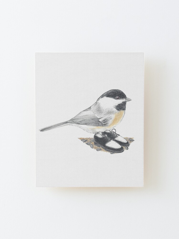 Thumbnail 2 of 6, Mounted Print, Chickadee in retro two tones designed and sold by JimsBirds.