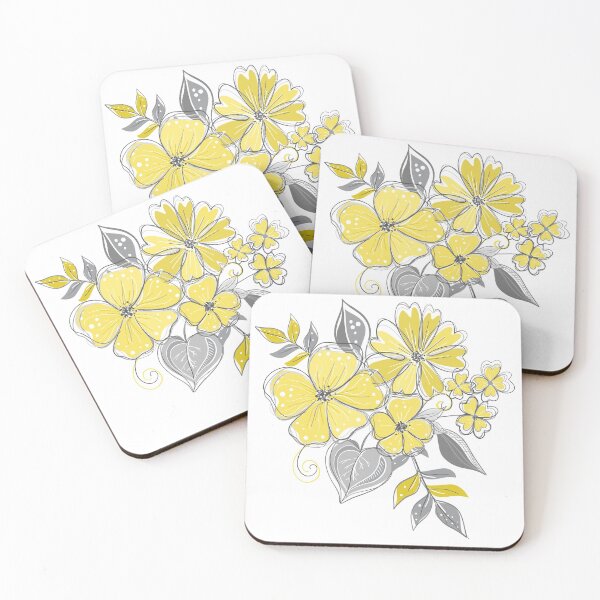 Item preview, Yellow and Gray Pantone 2021 Wildflowers designed and sold by bbpatterns.