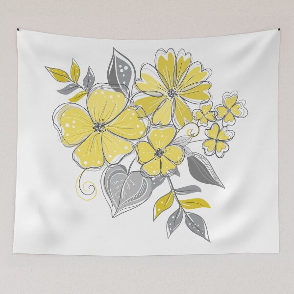 Item preview, Yellow and Gray Pantone 2021 Wildflowers designed and sold by bbpatterns.
