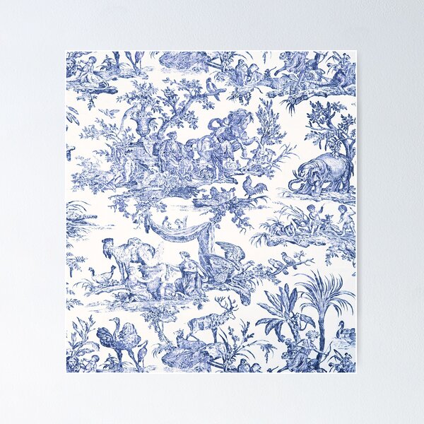 Square Pencil Holder Blue Toile de Jouy