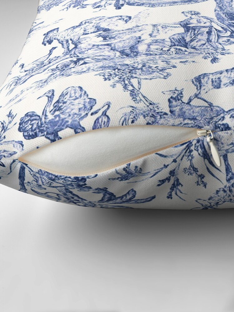 Alternate view of Blue Toile - English - French countryside Throw Pillow