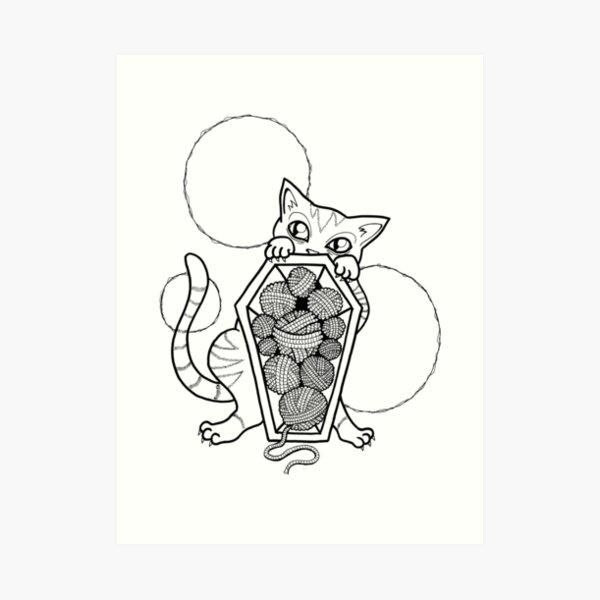 Kitty's Yarn Stash: Memento Mori Art Print