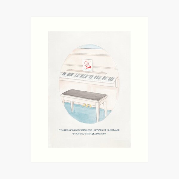 Item preview, Haruki Murakami's Colorless Tsukuru Tazaki and His Years of Pilgrimage // Novel Illustration of a Piano with Liszt Book in Pencil & Watercolour designed and sold by arosecast.