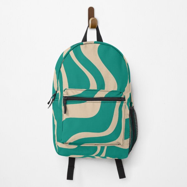 Item preview, Retro Liquid Swirl Abstract Pattern in Mid Mod Turquoise Teal and Beige designed and sold by kierkegaard.