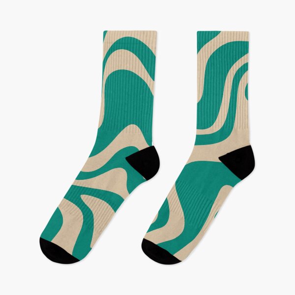 Item preview, Retro Liquid Swirl Abstract Pattern in Mid Mod Turquoise Teal and Beige designed and sold by kierkegaard.