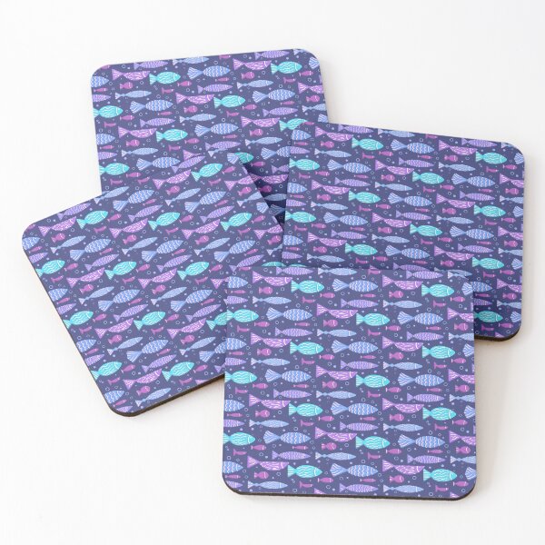 Item preview, Doodle fishes and bubbles floating on blue background designed and sold by Veleri.