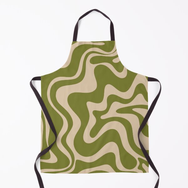 Item preview, Retro Liquid Swirl Abstract Pattern in Mid Mod Beige and Olive Green designed and sold by kierkegaard.