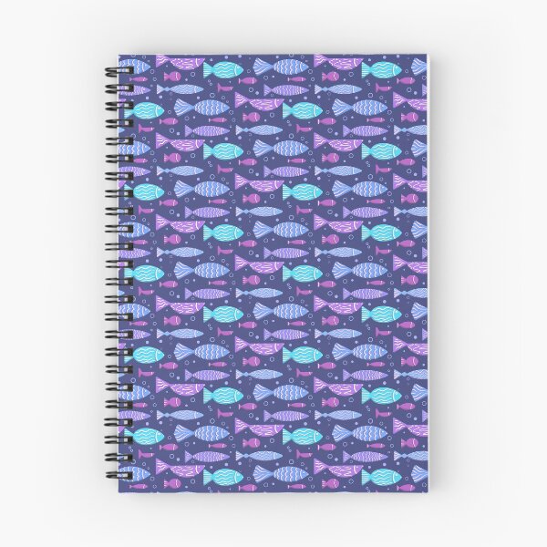 Item preview, Doodle fishes and bubbles floating on blue background designed and sold by Veleri.