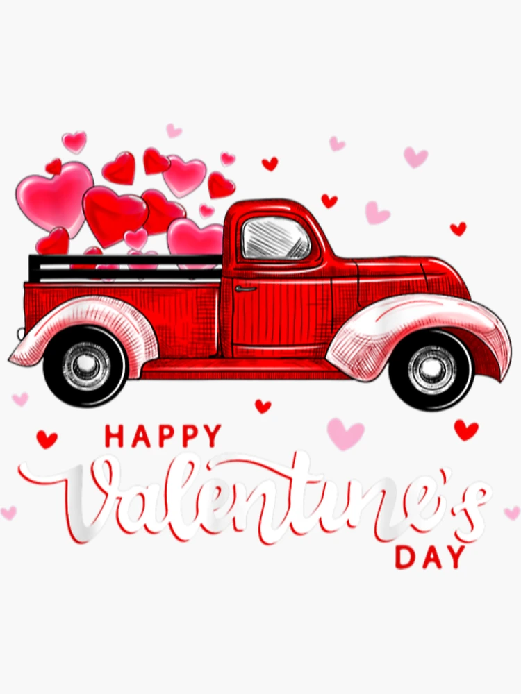Red Truck With Hearts Happy Valentine's Day Gifts For Women Sticker for  Sale by ShopWorld22