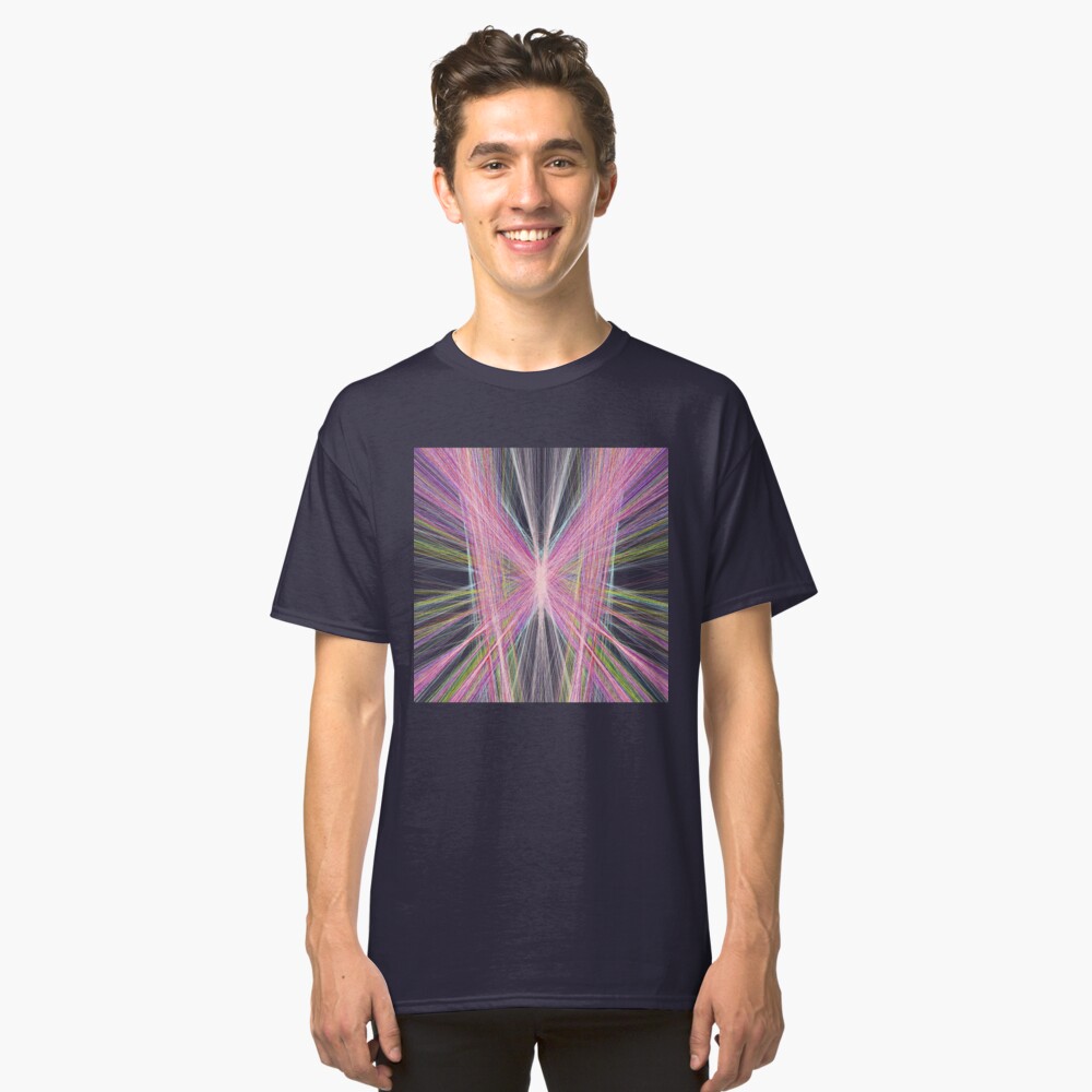Linify Pink butterfly on dark background Classic T-Shirt