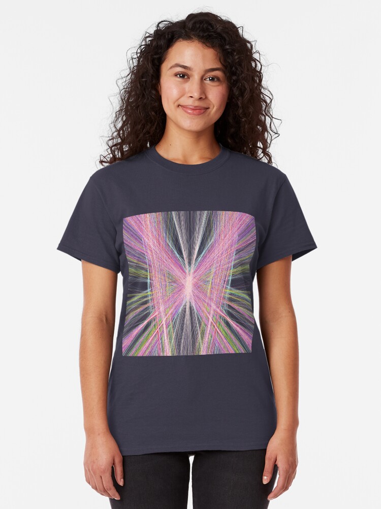 Alternate view of Linify Pink butterfly on dark background Classic T-Shirt
