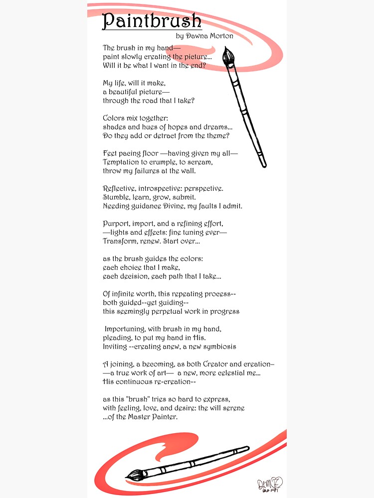 "paintbrush poem" Sticker by DlmtleArt Redbubble