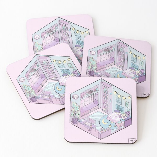 Item preview, Charlie’s tiny kawaii isometric dorm room  designed and sold by Juneasinjuly.