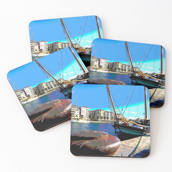 Item preview, A polarized view of an old sailing boat in the harbor designed and sold by Ann Biddlecombe.