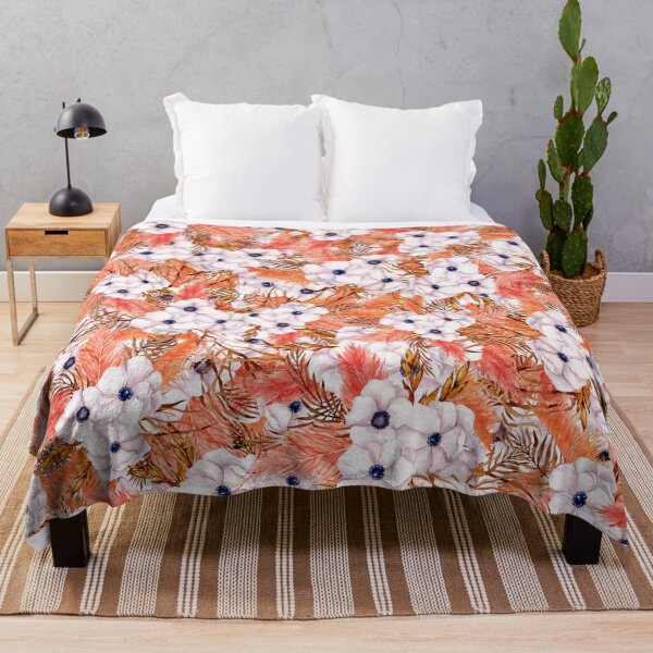 Item preview, Peach Orange and White Watercolor Flowers Pattern designed and sold by cannevas.