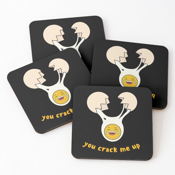 Item preview, You Crack Me Up Cracked egg food pun (Black) designed and sold by GoodMoodFood.