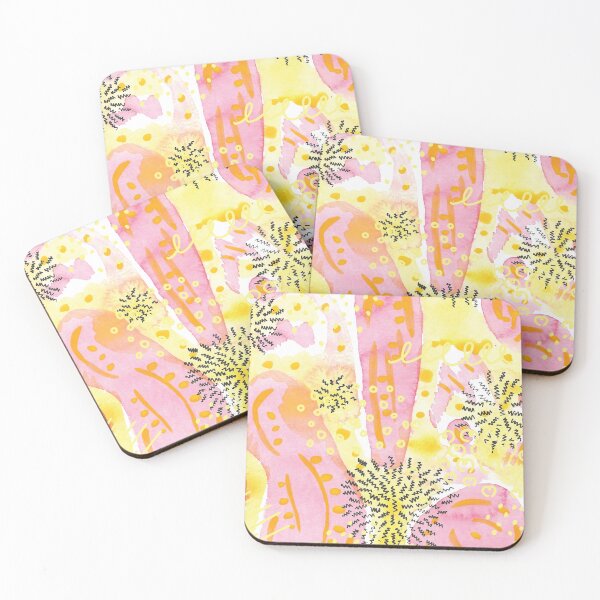 Item preview, Yellow Pink watercolor abstract designed and sold by kickingdesigns.