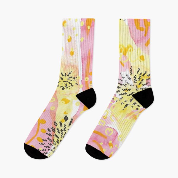 Item preview, Yellow Pink watercolor abstract designed and sold by kickingdesigns.