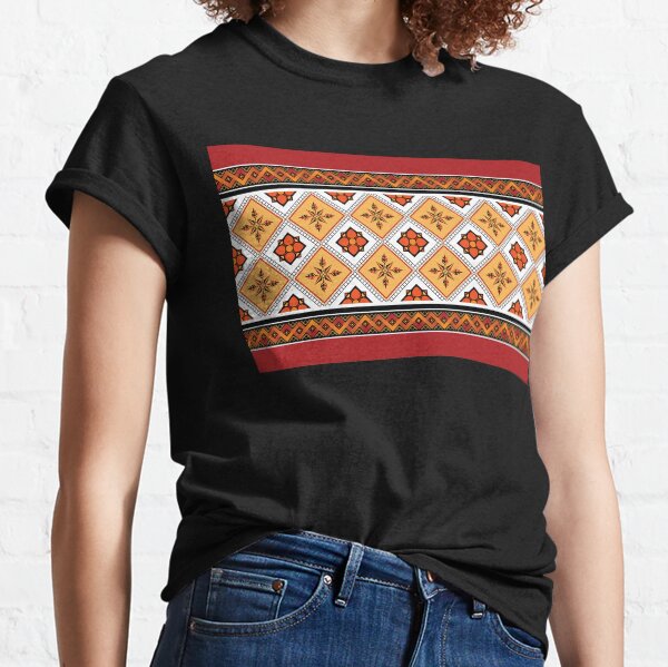 Geometric ethnic pattern traditional Design for background,carpet,wallpaper,clothing,wrapping,Batik,fabric,sarong,Vector illustration embroidery style. Classic T-Shirt