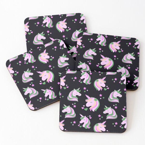 Item preview, Rainbow Unicorn Hearts and Stars in Pink and Green designed and sold by madtoyman.