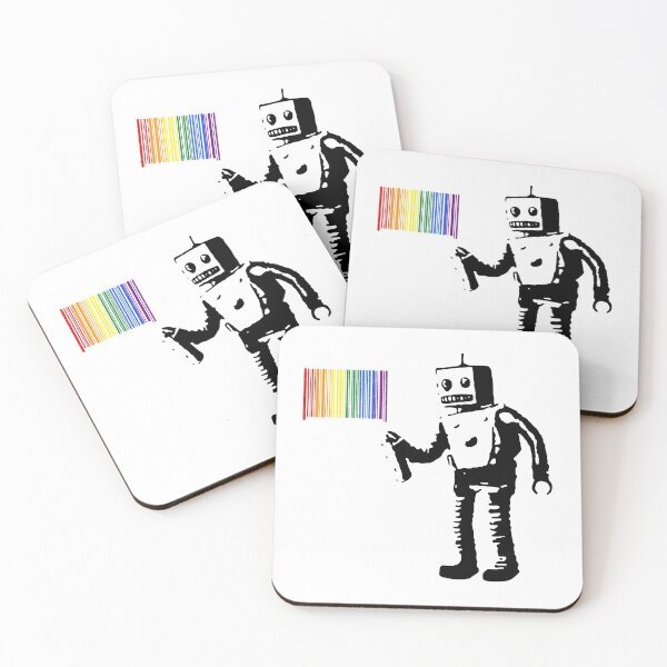 Item preview, Tagging Robot, tagging the rainbow, Banksy designed and sold by Gaygram.