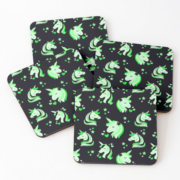 Item preview, Rainbow Unicorn Hearts and Stars in Shades of Green designed and sold by madtoyman.