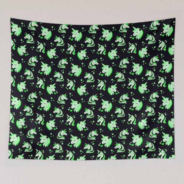 Item preview, Rainbow Unicorn Hearts and Stars in Shades of Green designed and sold by madtoyman.