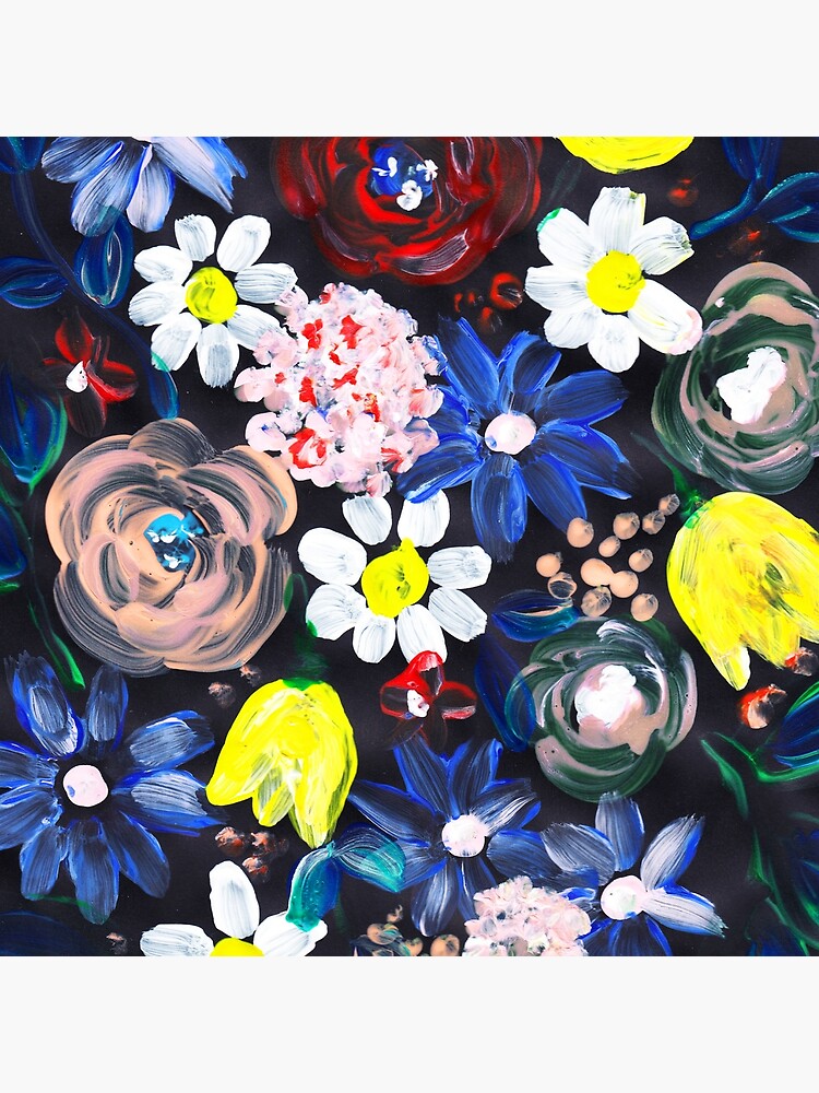 Florales design in Acryl mit schwarzen hintergrund von RanitasArt