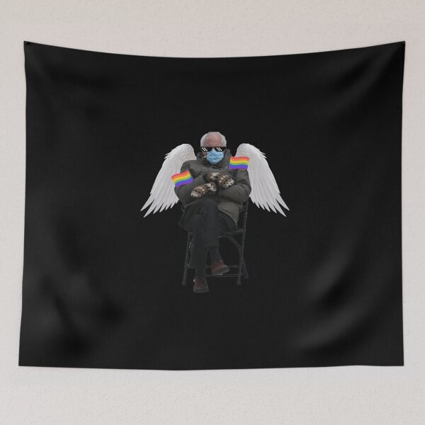 Item preview, Bernie Sanders Sitting Meme with Sunglasses Joint LGBT Flag Angel Wings designed and sold by everything4eva.