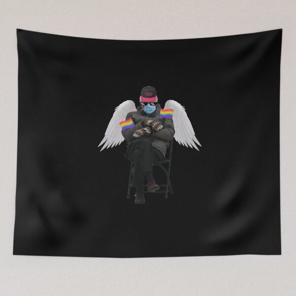 Item preview, Bernie Sanders Sitting Meme with LGBT Flags Angel Wings Sunglasses Joint and Karma Bitch Hat designed and sold by everything4eva.