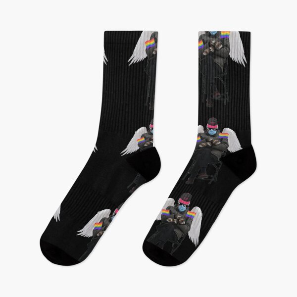 Item preview, Bernie Sanders Sitting Meme with LGBT Flags Angel Wings Sunglasses Joint and Karma Bitch Hat designed and sold by everything4eva.