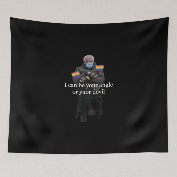 Item preview, Bernie Sanders Sitting Meme with LGBT Flags I Can Be Your Angel designed and sold by everything4eva.