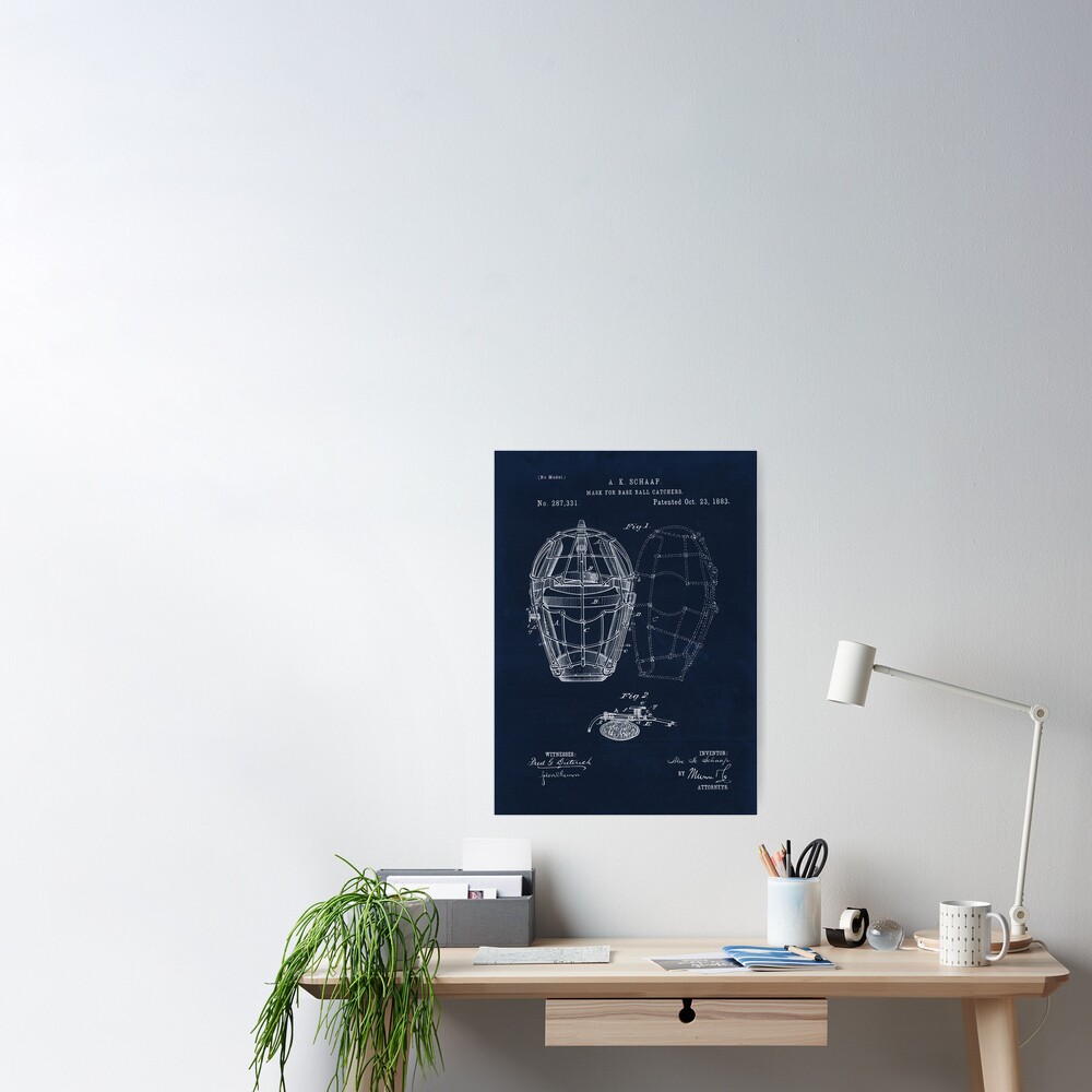 1883 Catcher’s Mask Patent Drawing Vintage Baseball Poster — MUSEUM OUTLETS