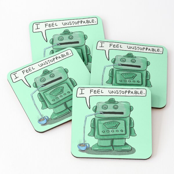 Item preview, Little Green Robot Likes Coffee: daily doodle design designed and sold by Hannah's  Doodles.