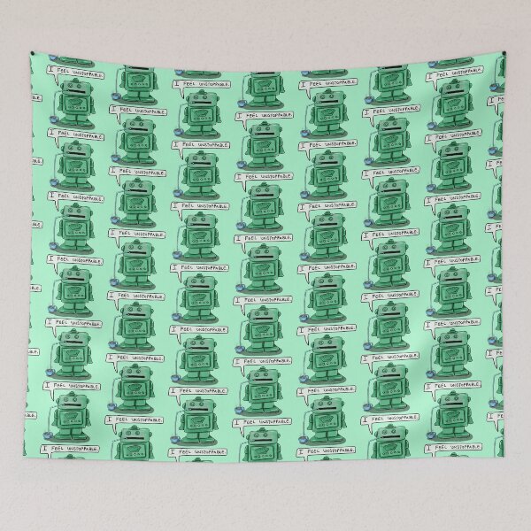 Item preview, Little Green Robot Likes Coffee: daily doodle design designed and sold by Hannah's  Doodles.