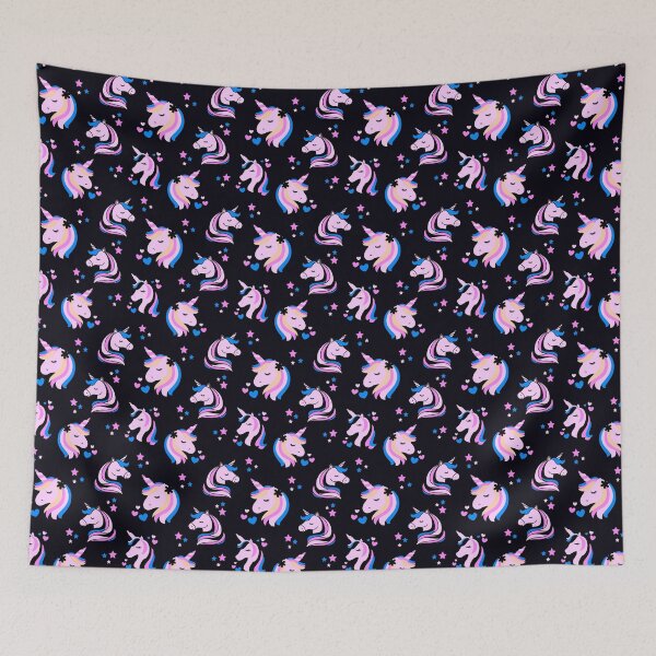 Item preview, Rainbow Unicorn Hearts and Stars in Kawaii Pink and Blue designed and sold by madtoyman.