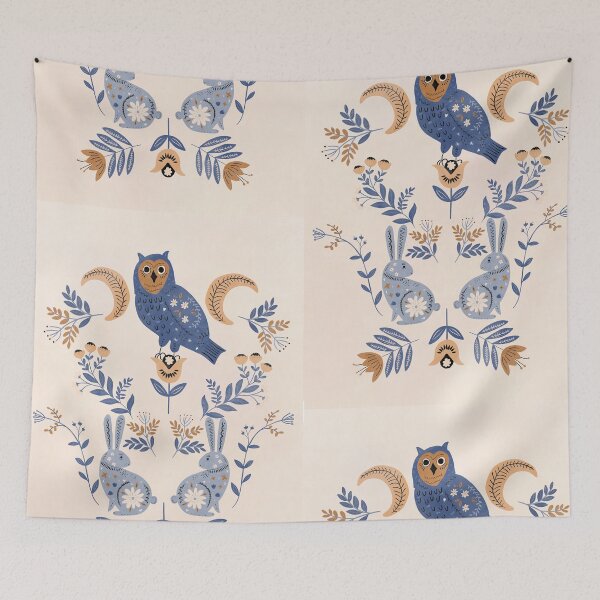 Item preview,  Norwegian Owl Folk Art | Scandinavian Folk Art | Modern Farmhouse | Swedish Folk Art | Woodland Animal | Nordic Wall Art designed and sold by Gallerisa.