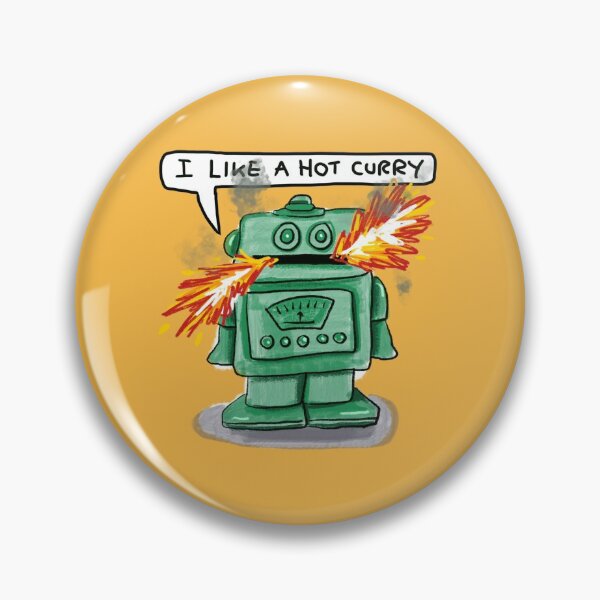 Item preview, Little Green Robot Eats Curry: daily doodle design designed and sold by Hannah's  Doodles.