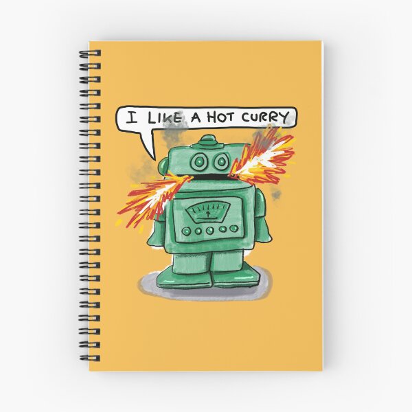 Item preview, Little Green Robot Eats Curry: daily doodle design designed and sold by Hannah's  Doodles.