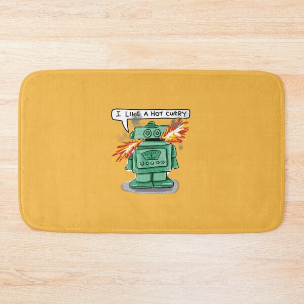 Item preview, Little Green Robot Eats Curry: daily doodle design designed and sold by Hannah's  Doodles.