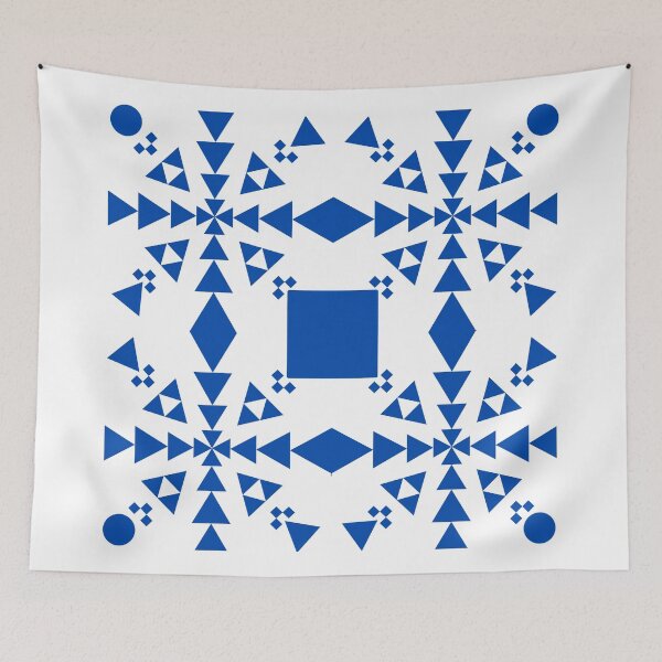 Artikelvorschau, Blockkunst mit blauem Dreiecksmuster entworfen und verkauft von Maanya-Tees.