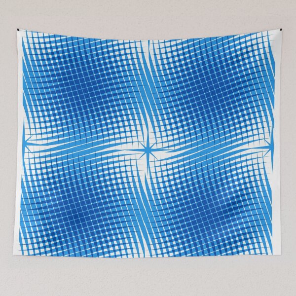 Aperçu de l'œuvre Bloc art imprimé motif blanc bleu créée et vendue par Maanya-Tees.