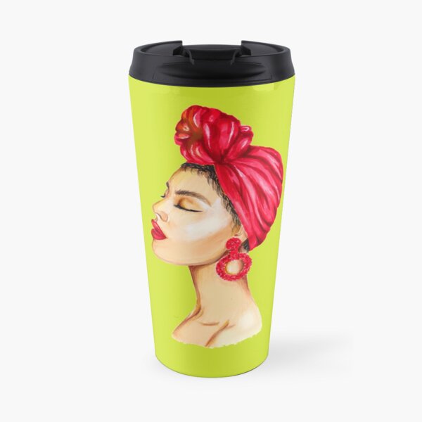 Mode portrait d'une dame aux lèvres rouges Mug isotherme