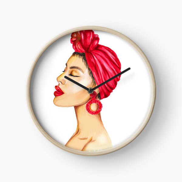 Mode portrait d'une dame aux lèvres rouges Horloge