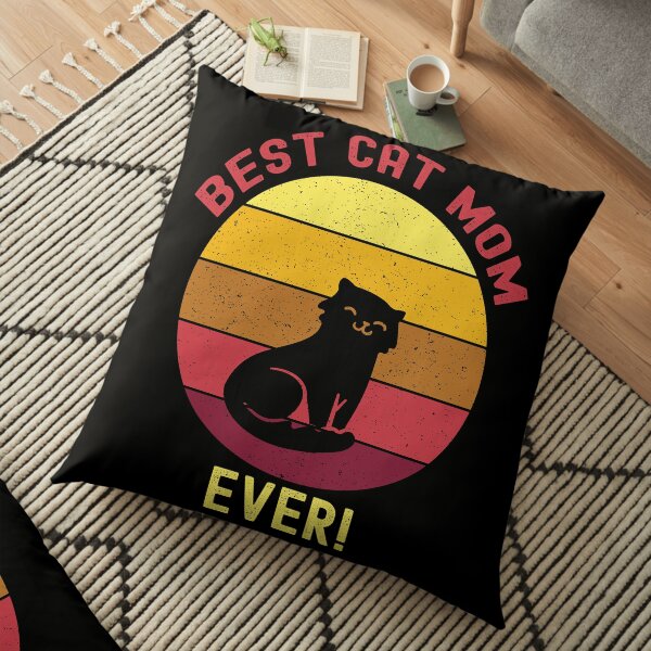 Vintage Retro Best Cat Mom Ever Floor Pillow