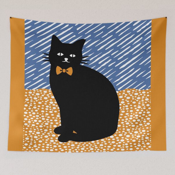 Item preview, Woodblock Art Black Cat Wearing Bow Tie designed and sold by STUDIO-72.